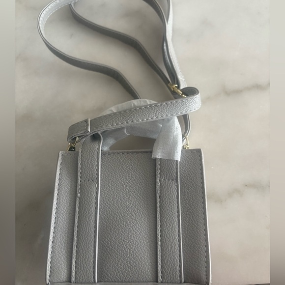 Designer Light Gray Nano Tote Crossbody Bag - Picture 3 of 3